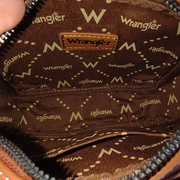 Wrangler Cow Print Brown and White Crossbody Bag - Picture 7 of 9